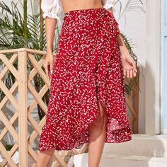Юбка на запах с принтом Shein