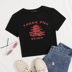 Топ с оригинальным принтом Shein