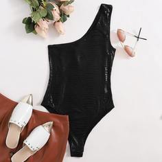 Боди на одно плечо с крокодиловым принтом Shein