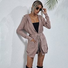 Кардиган на кулиске с капюшоном Shein