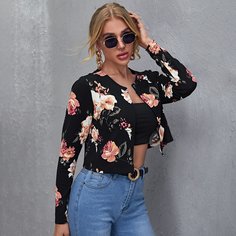 Куртка с цветочным принтом Shein