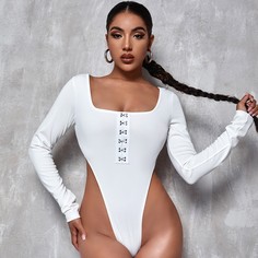 Боди на крючках с квадратным воротником Shein