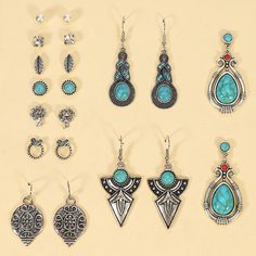 10 пар серьги с декором бирюзы Shein