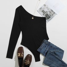 Облегающее боди на одно плечо Shein