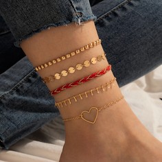 5шт ножной браслет с сердечком Shein