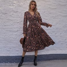 На запах Цветочный принт Бохо Платья Shein