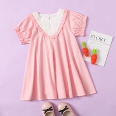 Оригинальное платье с вышивкой для девочек Shein