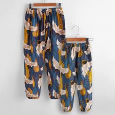 Брюки с принтом журавля для девочек Shein