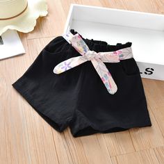 Оборка Одноцветный Повседневный Шорты для девочек Shein