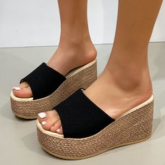 Одноцветный Отпуск Туфли на танкетке Shein