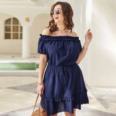 Платье размера плюс с открытыми плечами и узлом Shein