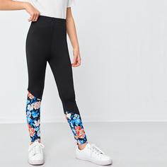 Леггинсы с цветочным принтом для девочек Shein