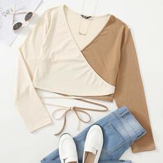 На запах Контрастный цвет Повседневный Женские топы размер плюс Shein