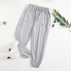 Спортивные брюки размера плюс на кулиске с двумя карманами Shein