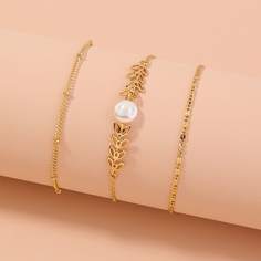 Браслет с искусственным жемчугом 3шт Shein