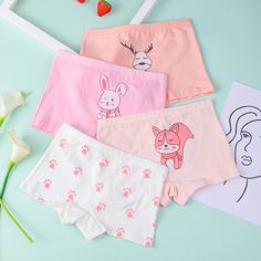 Мультяшный принт Нижнее белье для девочек Shein