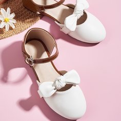 Двухцветные балетки с бантом для девочек Shein