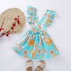 Платье-сарафан с бантом и цветочным принтом для девочек Shein