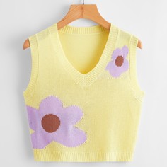 Жилет-свитер с цветочным рисунком Shein