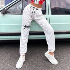 с карманами буква Спортивные брюки Shein