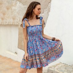 Платье на бретелях с цветочным принтом Shein