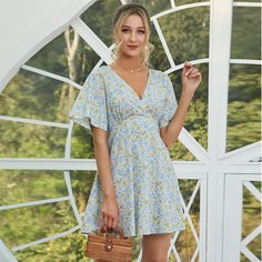 на молнии цветочный Бохо Платье Shein