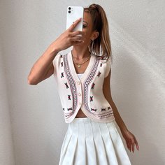 Пуговица Со цветочками Повседневный Кардиганы Shein