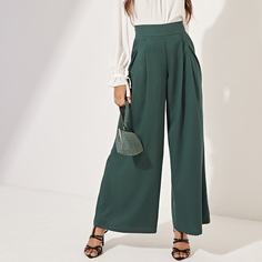 Однотонные широкие брюки Shein
