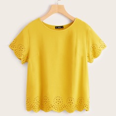 Топ с оригинальной отделкой и кружевом Shein