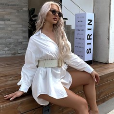 Асимметричная длинная блуза с оборками без пояса Shein