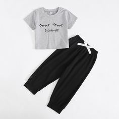 многоцветный с бантом Объект милый Домашняя одежда для девочек Shein