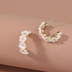 Открытые серьги-кольца с декором цветка Shein