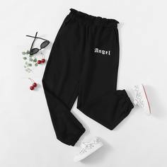 Спортивные брюки с текстовым принтом для девочек Shein