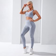 Однотонный спортивный бюстгальтер и леггинсы Shein