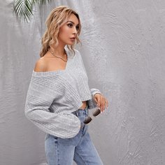 Шнуровка Одноцветный Повседневный Футболки Shein