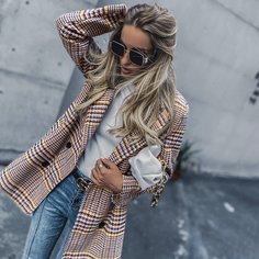 Двубортный пиджак с лацканами и принтом "хаундстут Shein