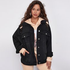Рваная джинсовая куртка оверсайз Shein
