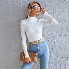 Трикотажная футболка с высоким воротником Shein