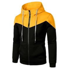 Мужской контрастный свитшот с капюшоном и молнией Shein