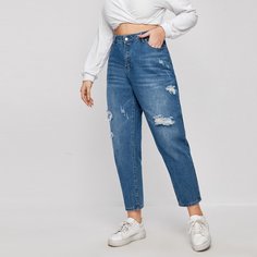 Разрезы Одноцветный Повседневный Джинсы размер плюс Shein