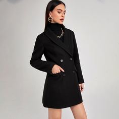 Двубортное пальто Shein