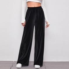 Одноцветный Повседневный Брюки Shein