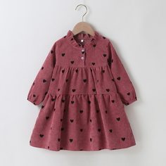 Оборка Сердечко милый Платья для девочек Shein