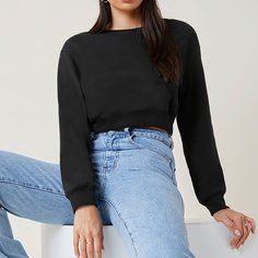 Ровный цвет Повседневный Свитшоты Shein