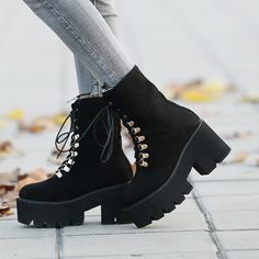 На шнурках Одноцветный Сапоги Shein