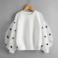 с вышивкой Небольшие точки Повседневный Толстовки для девочек Shein