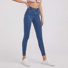 Короткие джинсы скинни с высокой талией Shein