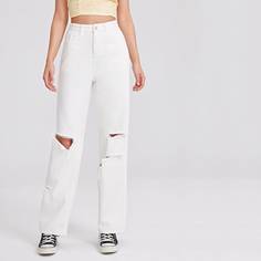 Рваные пряммые джинсы Shein