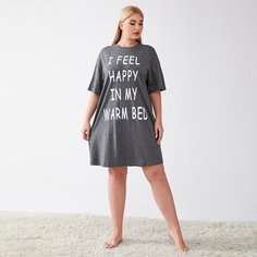 Пижама с открытыми плечами и логотипом оверсайз Shein