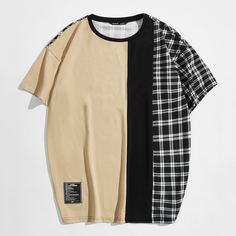 Мужская футболка в стиле колор-блок с нашивкой-слоганом Shein